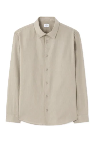 חולצה בגזרת רגולר עם אפקט קפלים - אפור