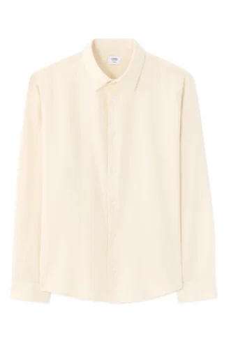 חולצה בגזרת רגולר עם אפקט קפלים - אוף וויט