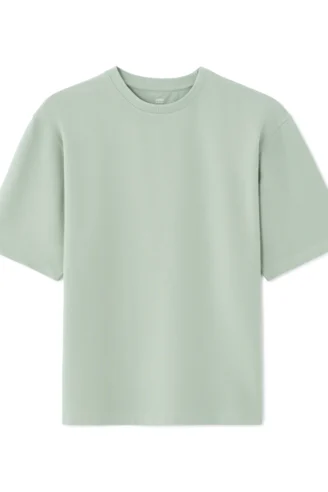 חולצת טי בייסיק צווארון עגול אוברסייז - ירקרק