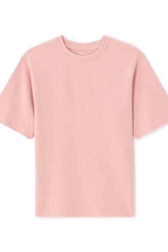 חולצת טי אוברסייז עם צווארון עגול ובד במרקם מובלט