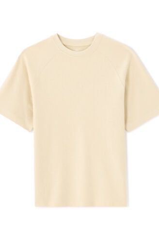 חולצת טי אוברסייז עם צווארון עגול ובד במרקם מובלט