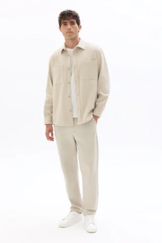 מכנסיים בגזרת Slim מבד Twill – בז'