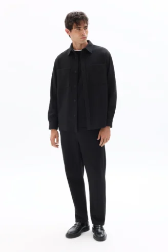 מכנסיים בגזרת Slim מבד Twill – שחור